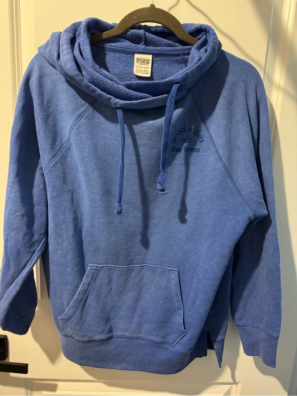 PINK Victoria's Secret XS Blue Cowl Neck Pullover Sweater